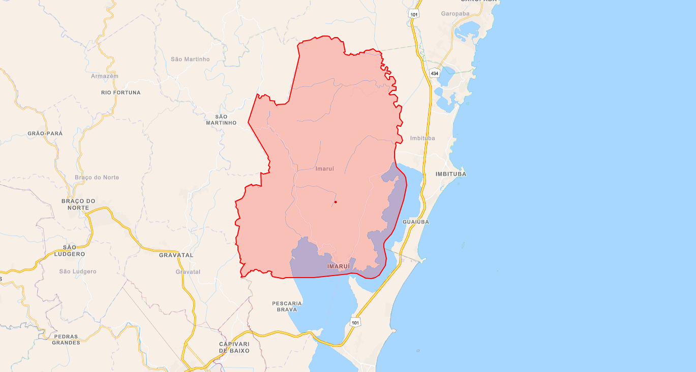 Mapa Circunscrição Registro de Imóveis de Imaruí